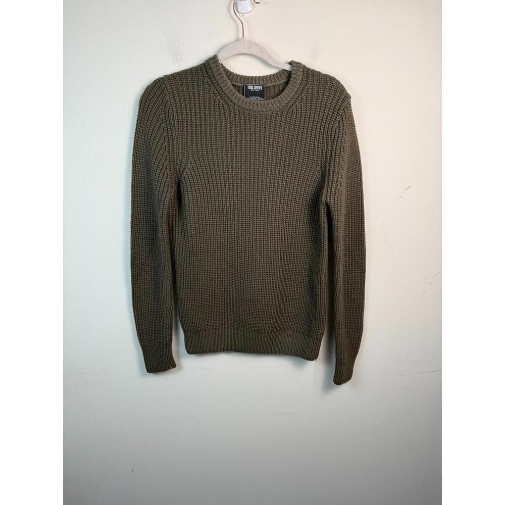 Todd Snyder 100% Merino Wool Olive Crewneck Knit Sweater